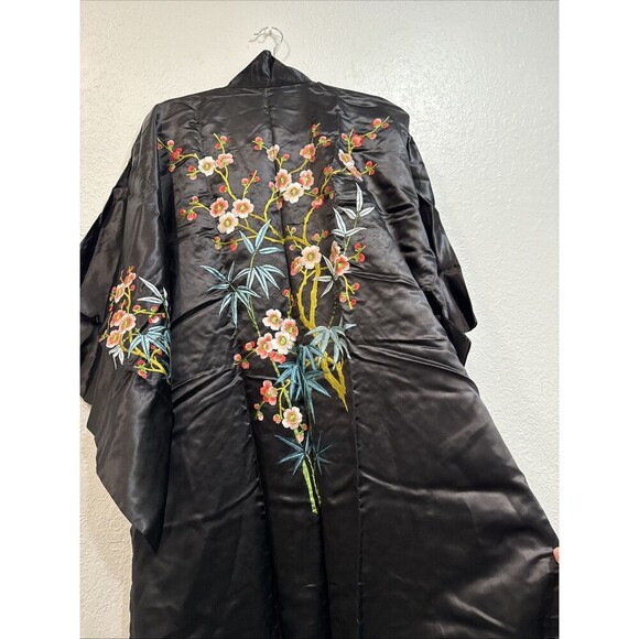 ADULT SATIN GOLDEN BEE BLACK EMBROIDERED ROBE ADULT S  Kimono - Picture 6 of 7